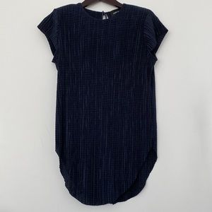 Sabina Musayev Crinky Navy Blue Top with Padded Shoulder